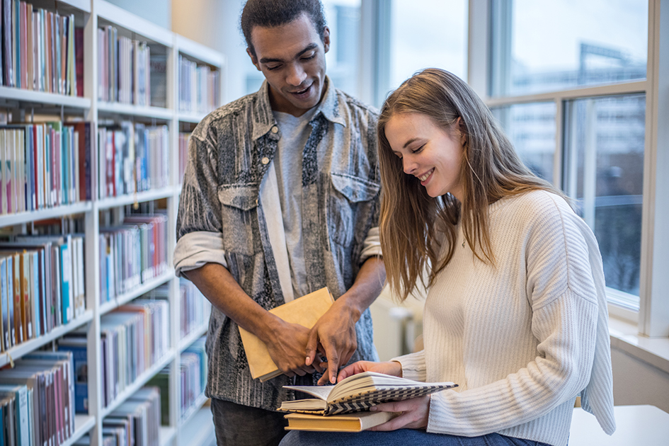 Students in the library